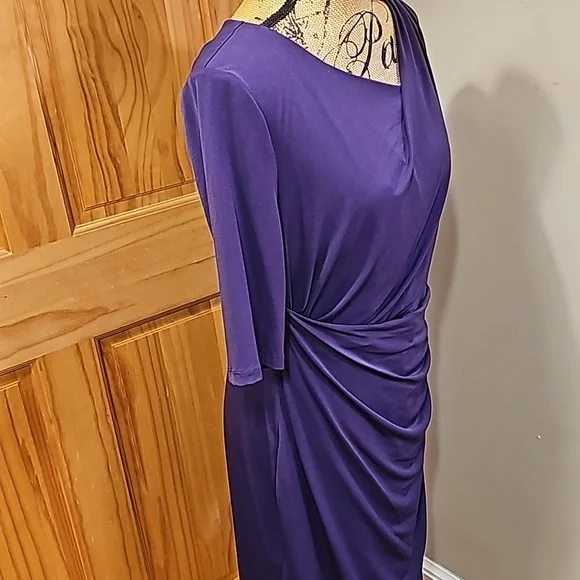 Size 14 connected apparel new without tags purple 3/4 length sleeve dress - Picture 5 of 11